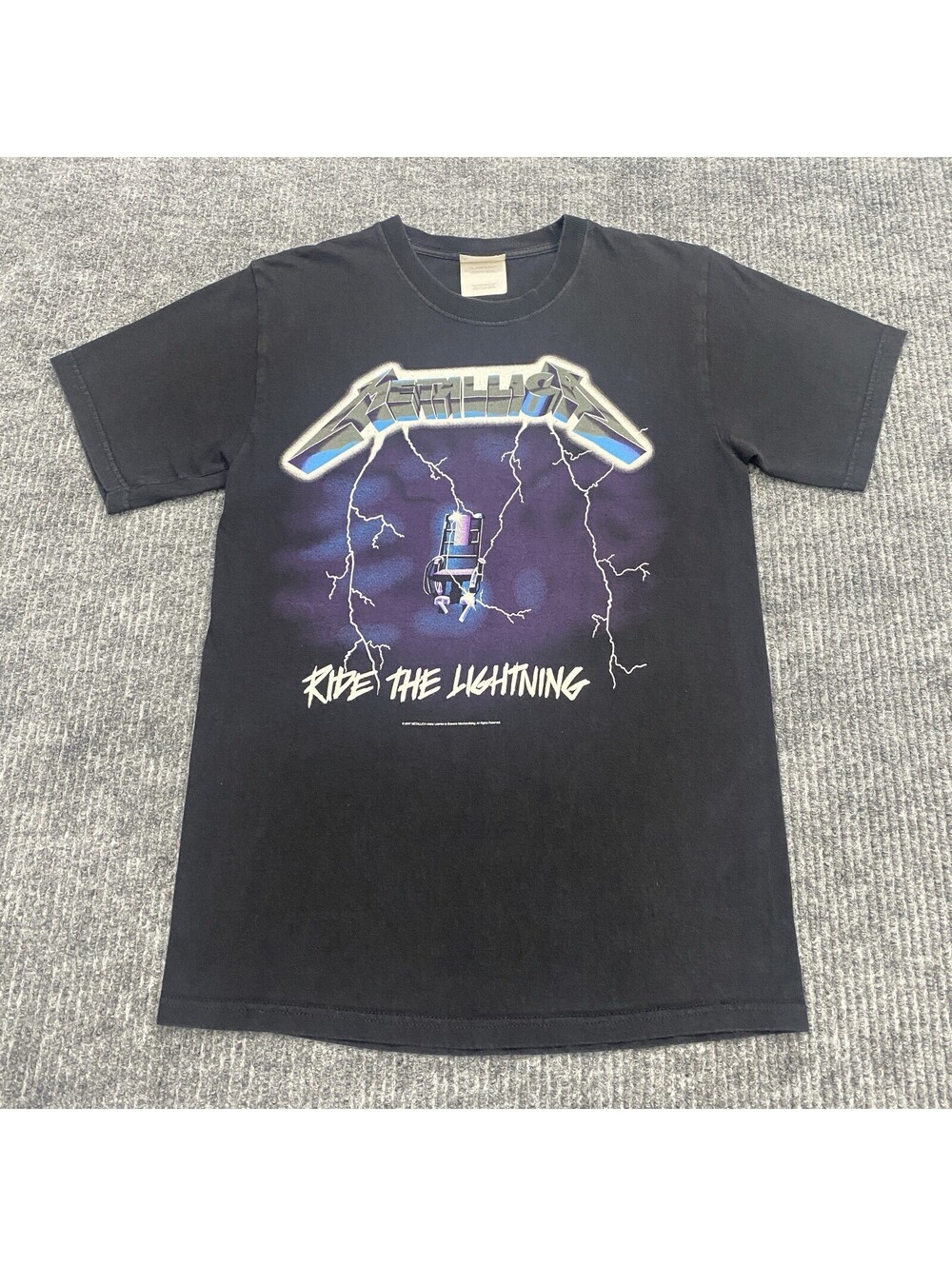 Vintage 2007 Metallica Ride The Lightning Electric Chair Band Shirt Mens S Black